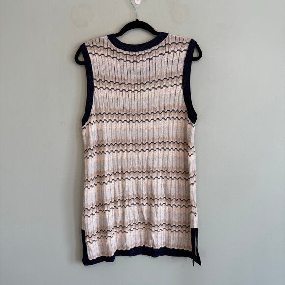 Wendy Williams Sweater Vest Womens XL Ivory Chevron Metallic Open Knit Pullover - Picture 2 of 7